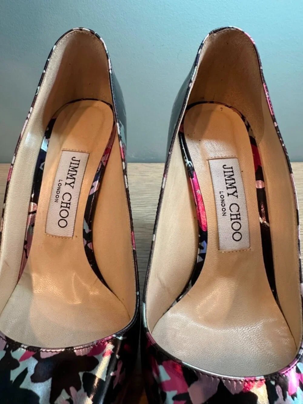 Jimmy Choo Floral Metallic Pumps Heels Pointed Toe